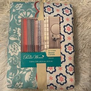 Farmhouse shower curtain Pioneer Woman Ditsy Patchwork Cotton-Rich , 72"x72" new